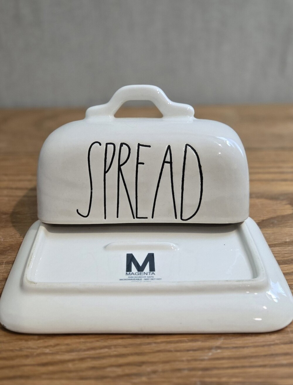 Magenta Rae Dunn Ceramic Baby Butter Dish with 'SPREAD'